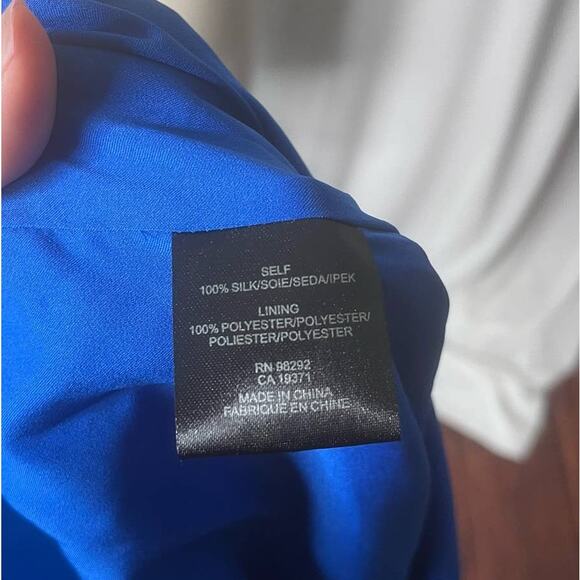 Tibi Blue Silk Long Sleeve Mini Shift Dress Size 6 - Picture 6 of 7